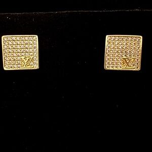 LV Gold Square Earrings